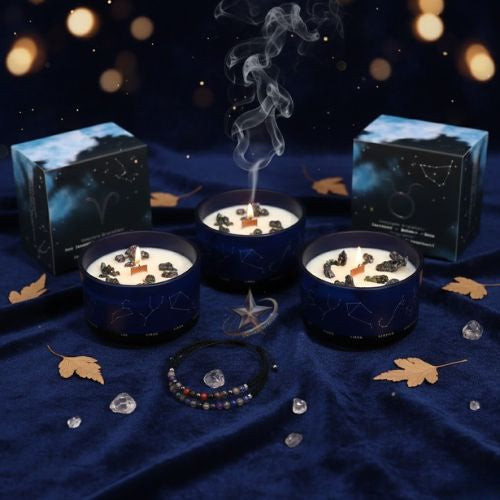 Vela Ritual Acuario: Visión de Futuro, Creatividad y Pulsera de Gemas Naturales