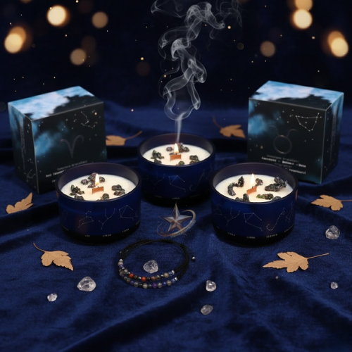 Vela Ritual Leo: el Carisma el Brillo del Sol y Pulsera de Gemas